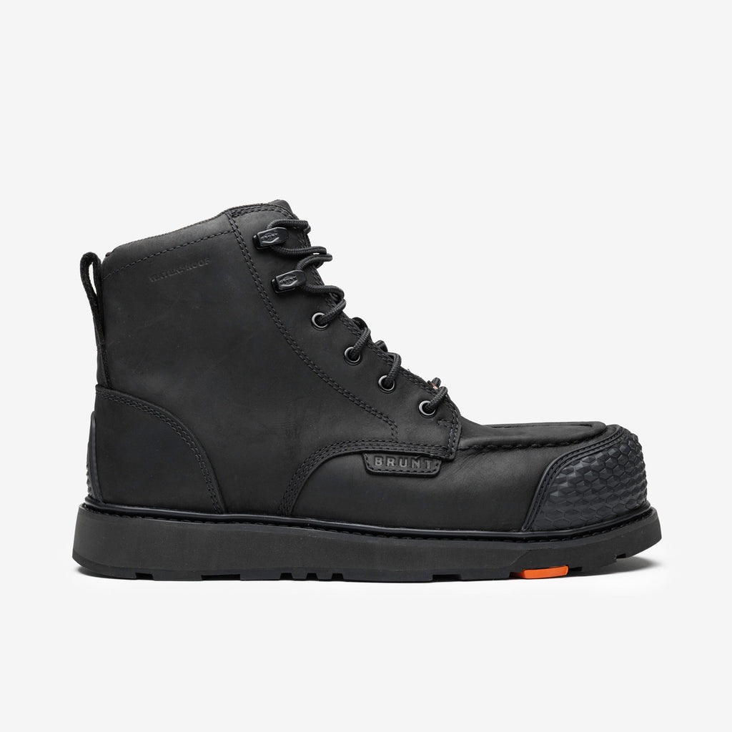 View 1 right side of the limited edition BRUNT 6 inch waterproof reinforced composite toe marin work boot in black * # LIMITED EDITION