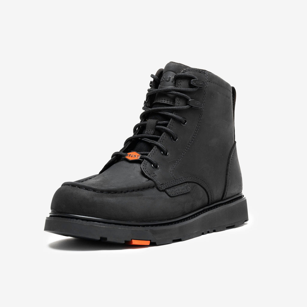 View 2 45 degree angle of the left limited edition BRUNT 6 inch waterproof composite toe marin work boot in black
