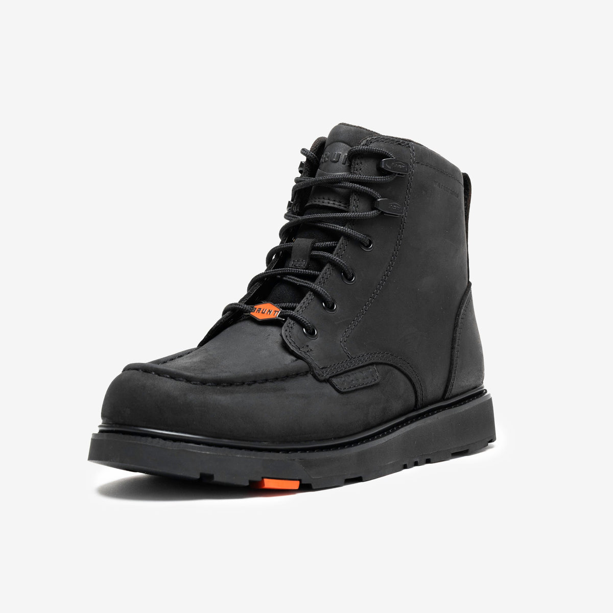 View 2 45 degree angle of the left limited edition BRUNT 6 inch waterproof composite toe marin work boot in black