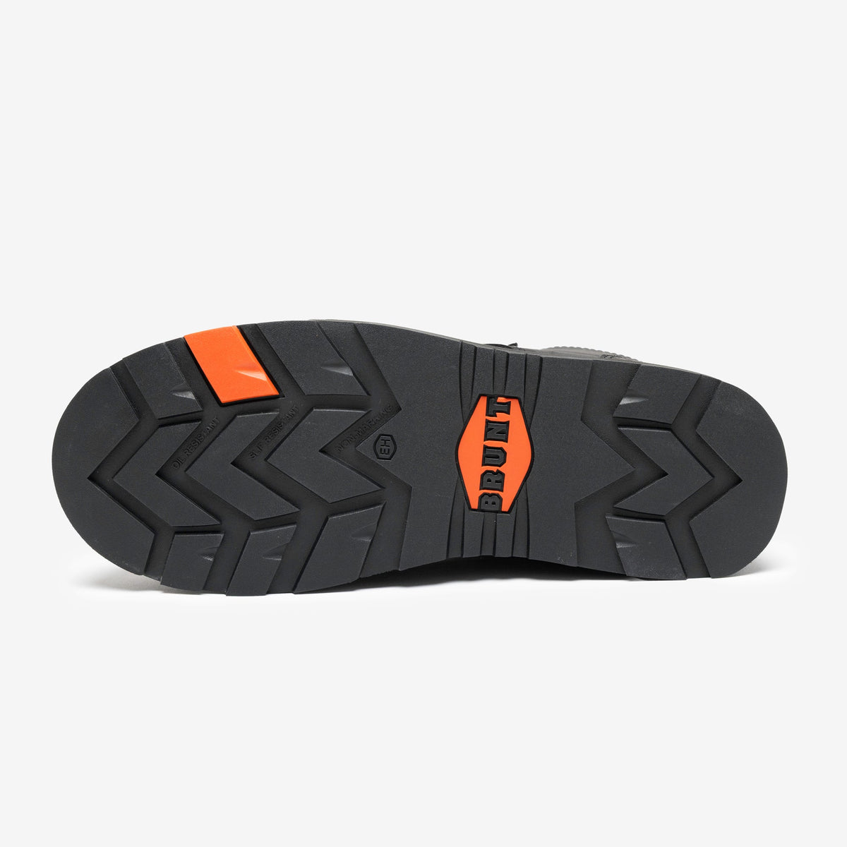 Bottom of the limited edition BRUNT 6 inch waterproof composite toe marin work boot in black