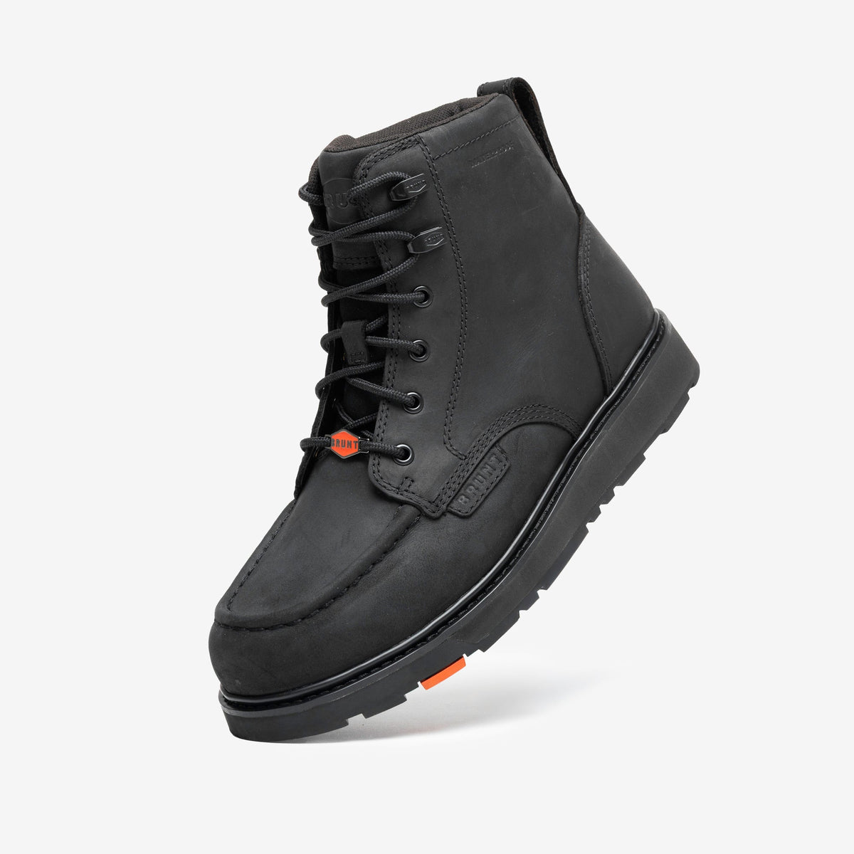 45 degree angle of the left limited edition BRUNT 6 inch waterproof composite toe marin work boot in black
