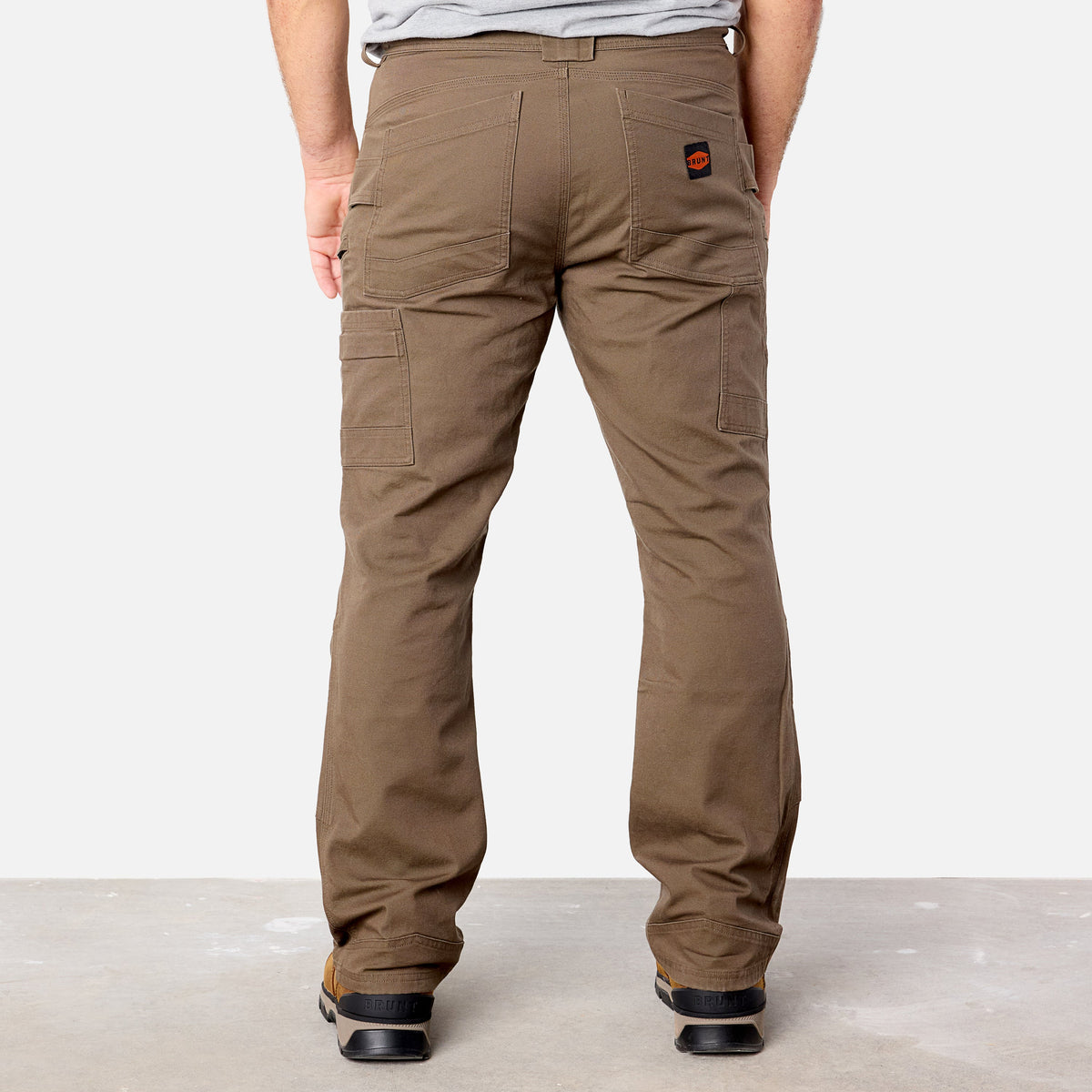 Back of BRUNT water resistant double-knee torra hd utility work pant in brown * 1