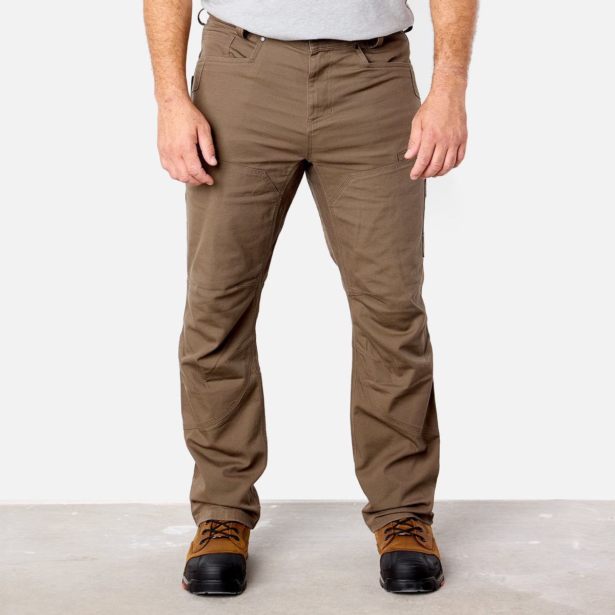 View 1 front of BRUNT water resistant double-knee torra hd utility work pant in brown * 1 