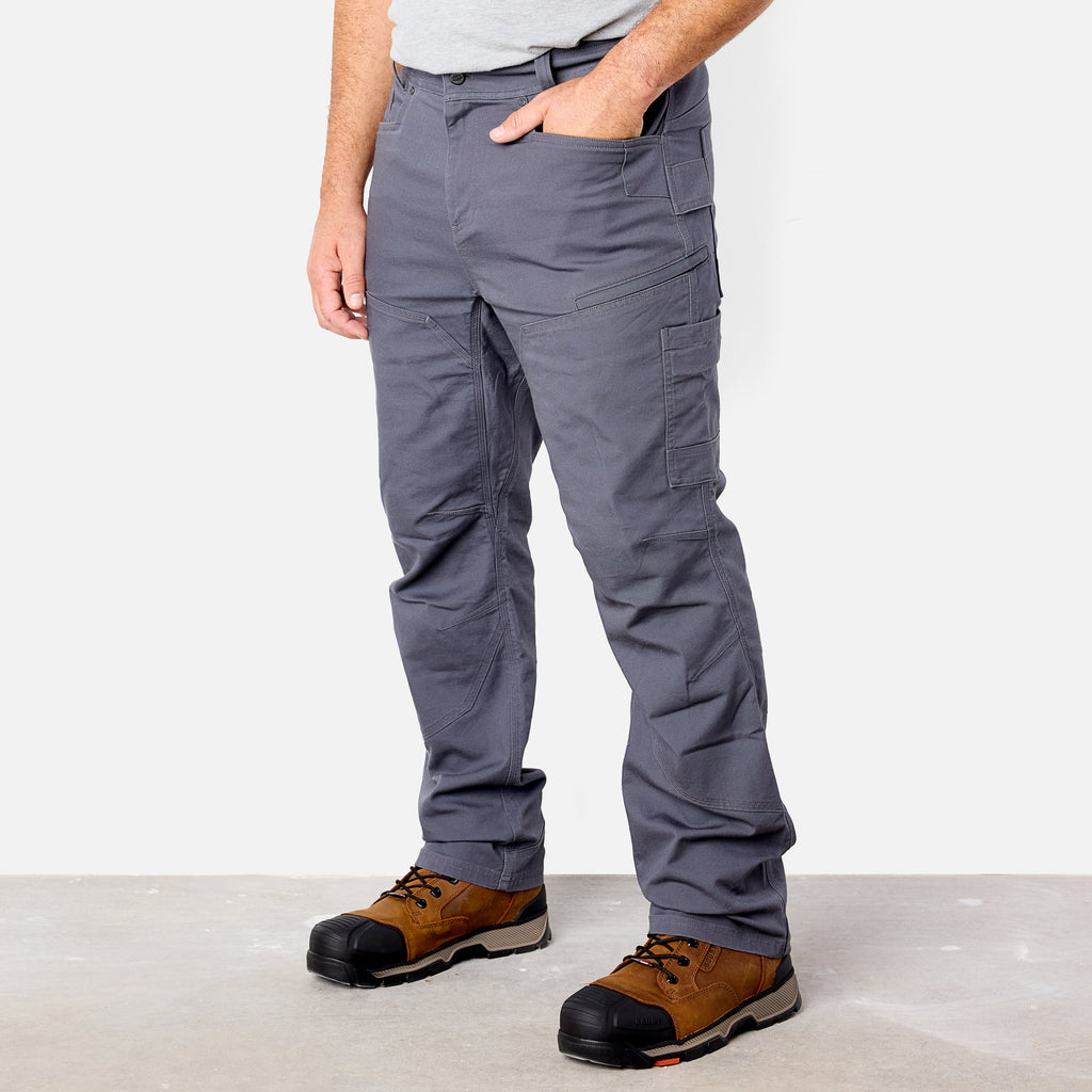 45 degree angle of front left side of BRUNT water resistant double-knee torra hd utility work pant in charcoal * 0