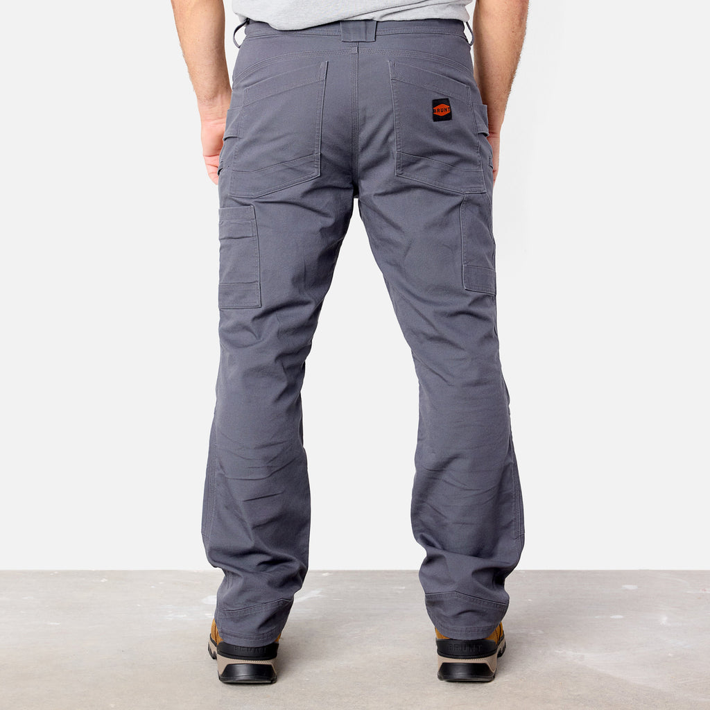 Back of BRUNT water resistant double-knee torra hd utility work pant in charcoal * 0
