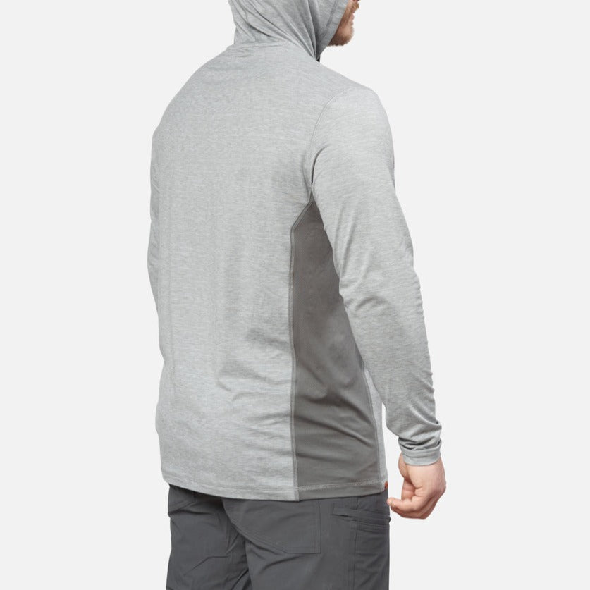 45 degree of the back right side of BRUNT lightweight mckenna sun hoodie with UPF protection in hi vis yellow * 3