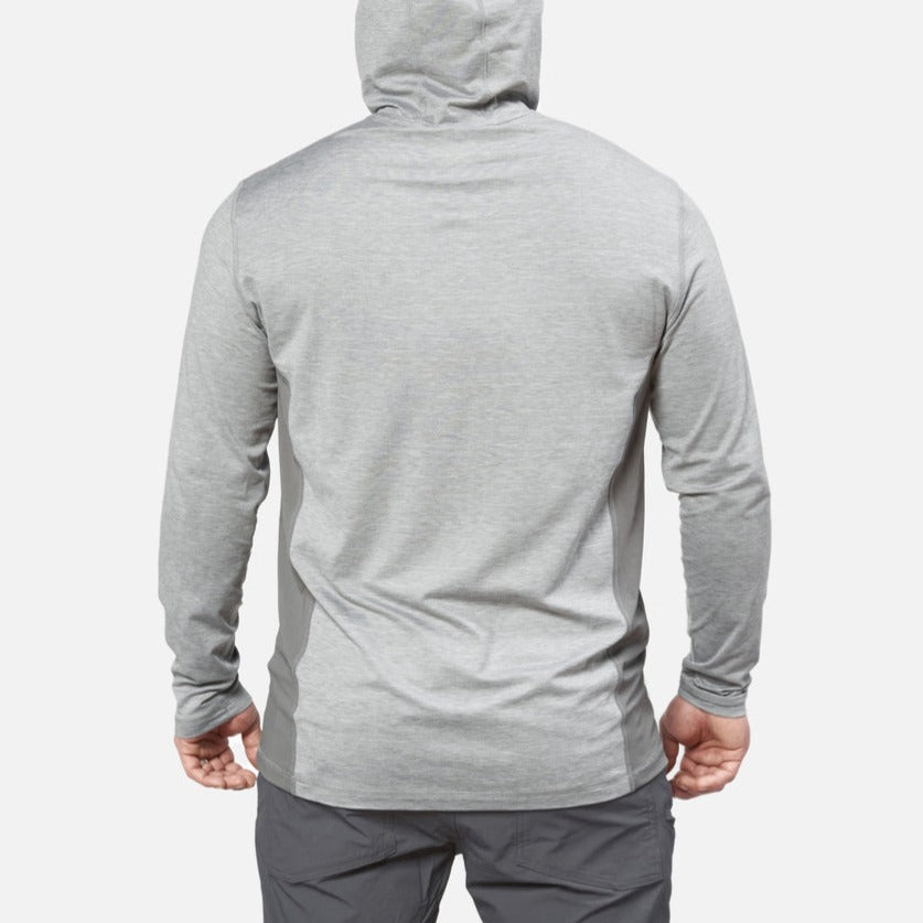 Back of the BRUNT lightweight mckenna sun hoodie with UPF protection in grey heather * 3