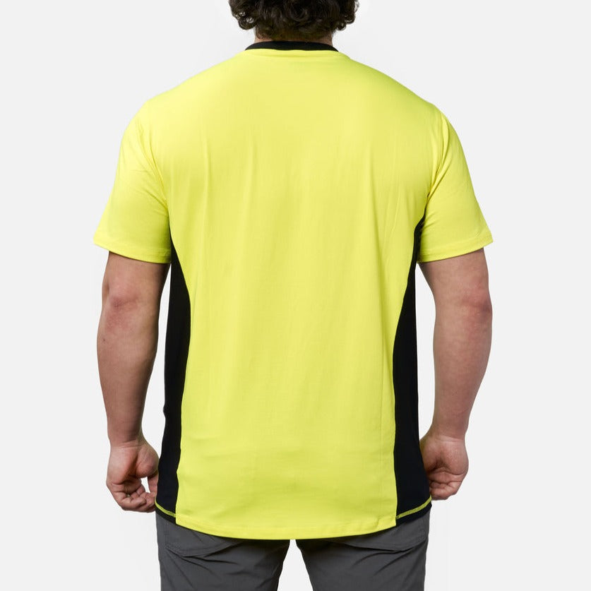 Back of the BRUNT lightweight mckenna sun tee with UPF protection in hi vis yellow * 1