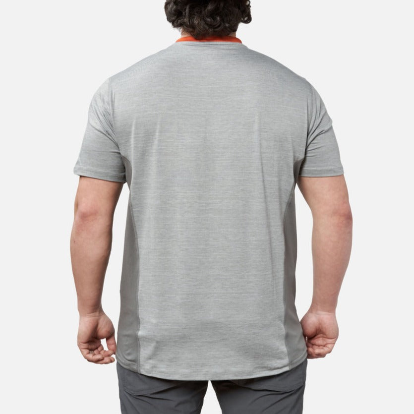 Back of the BRUNT lightweight mckenna sun tee with UPF protection in grey heather * 2