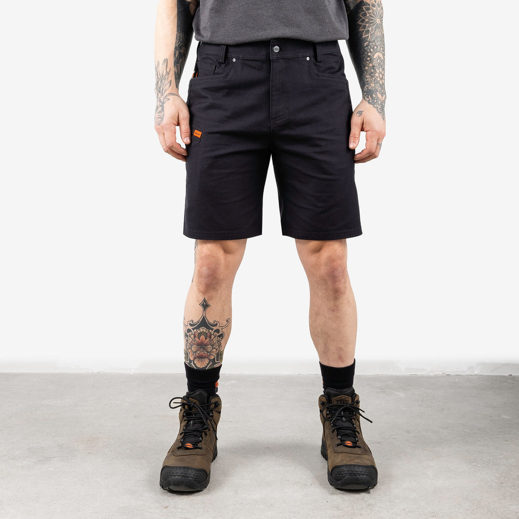 Front of the BRUNT 9 inch water resistant stretch work short in black