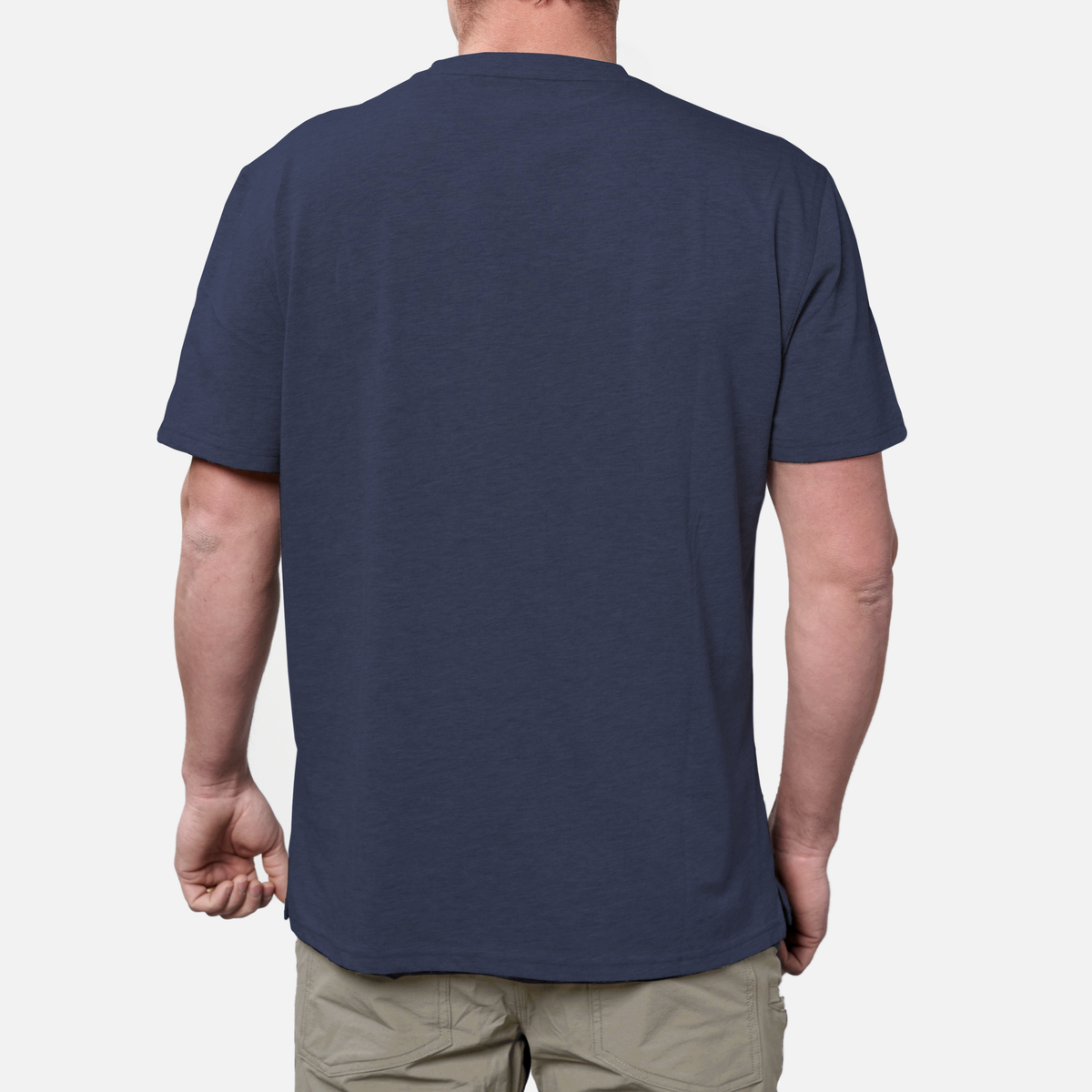 Back of the BRUNT high quality short sleeve pocket tee in navy * 9