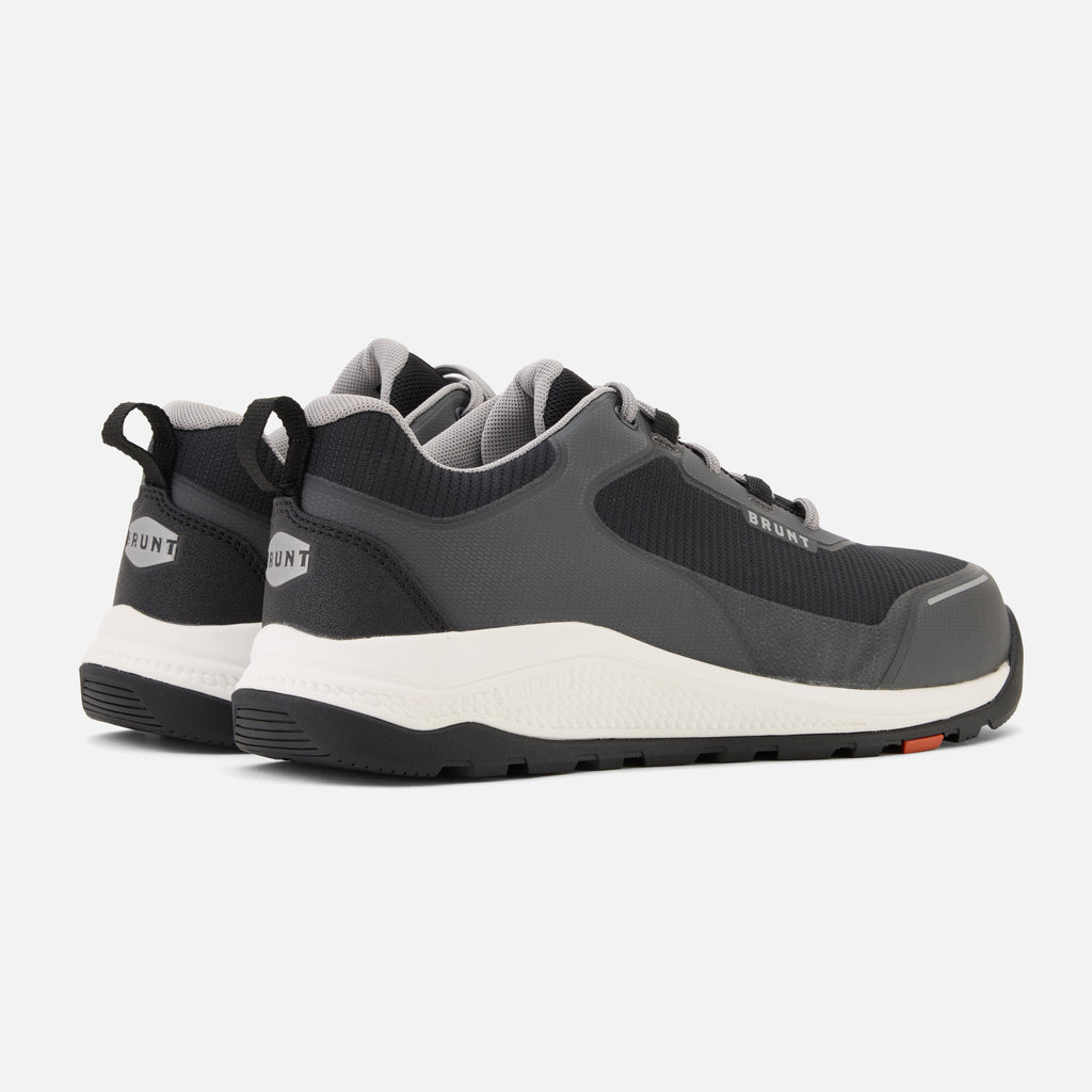 45 degree angle of the back of the BRUNT 4 inch lightweight comp toe work sneaker in grey * 1
