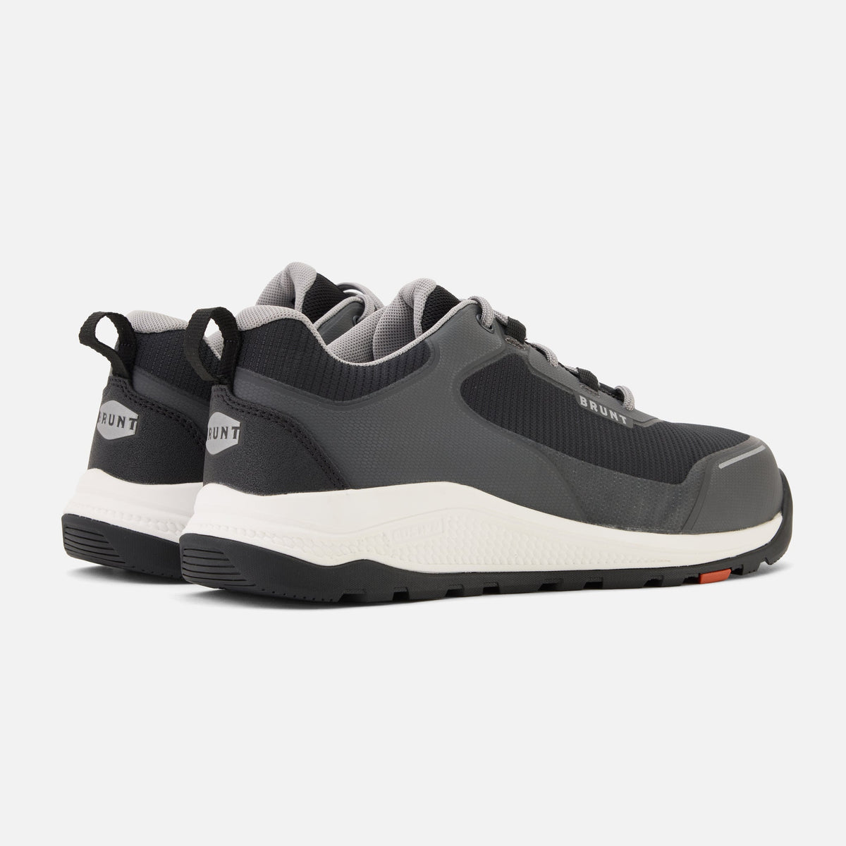 45 degree angle of the back of the BRUNT 4 inch lightweight comp toe work sneaker in grey * 1