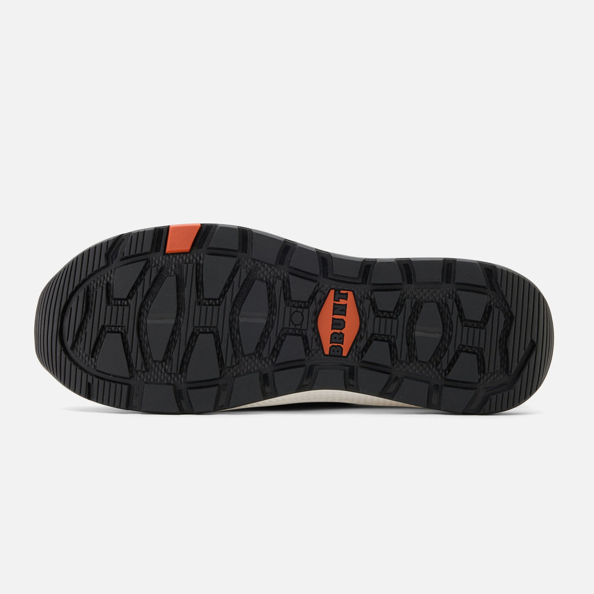 Bottom of the BRUNT 4 inch lightweight comp toe work sneaker in grey * 1
