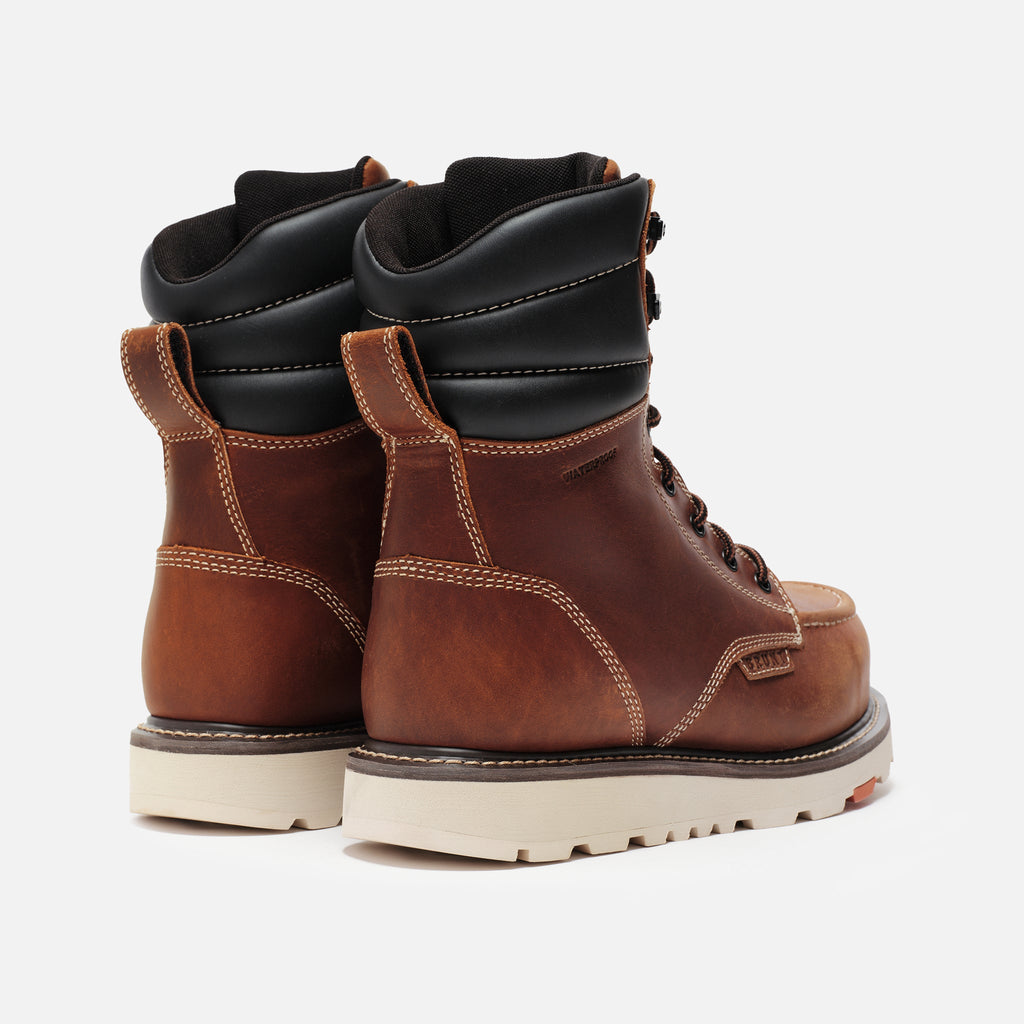 45 degree angle of the back BRUNT 8 inch waterproof welted composite toe marin work boot in tobacco * 0