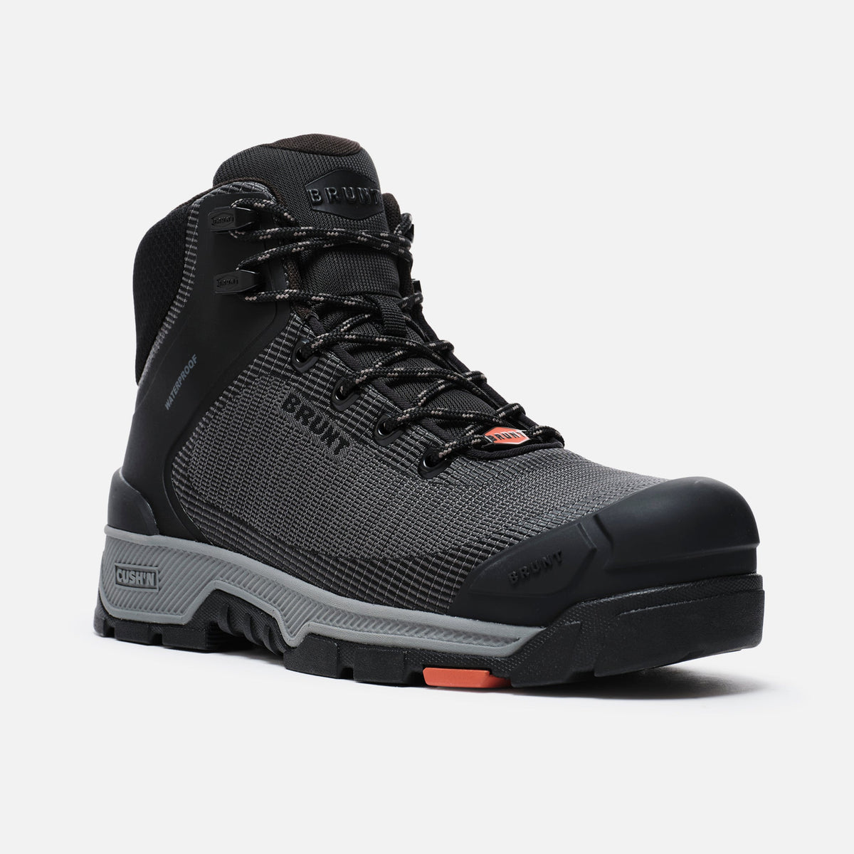 View 2 45 degree angle of the right BRUNT 6 inch lightweight 90 degree heel work boot in black
