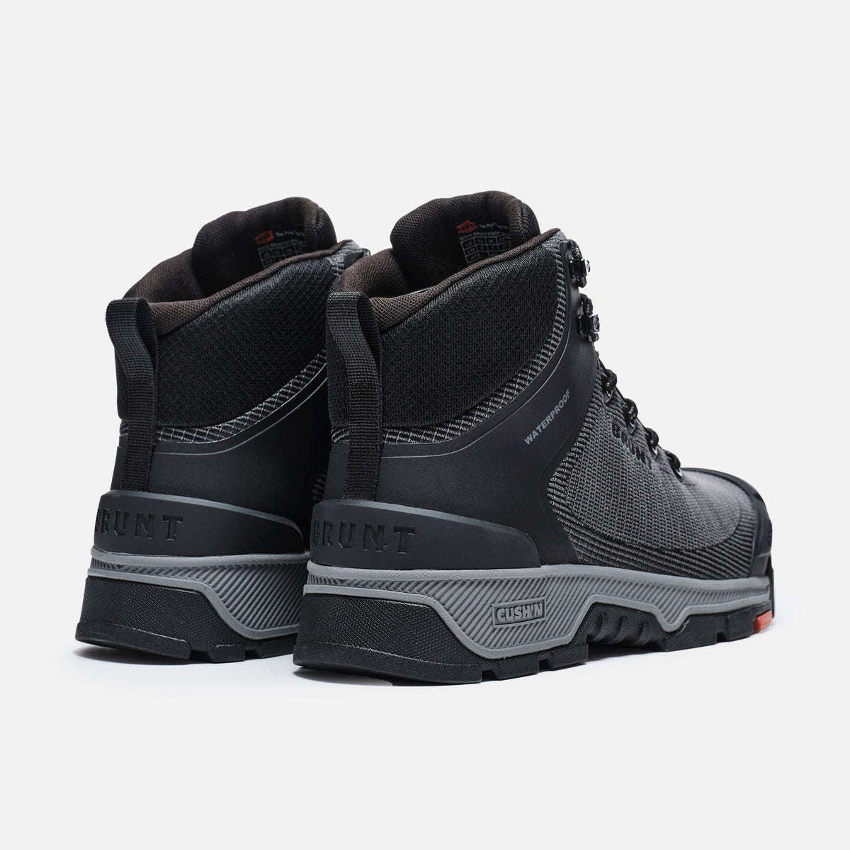45 degree angle of the back BRUNT 6 inch lightweight 90 degree heel work boot in black
