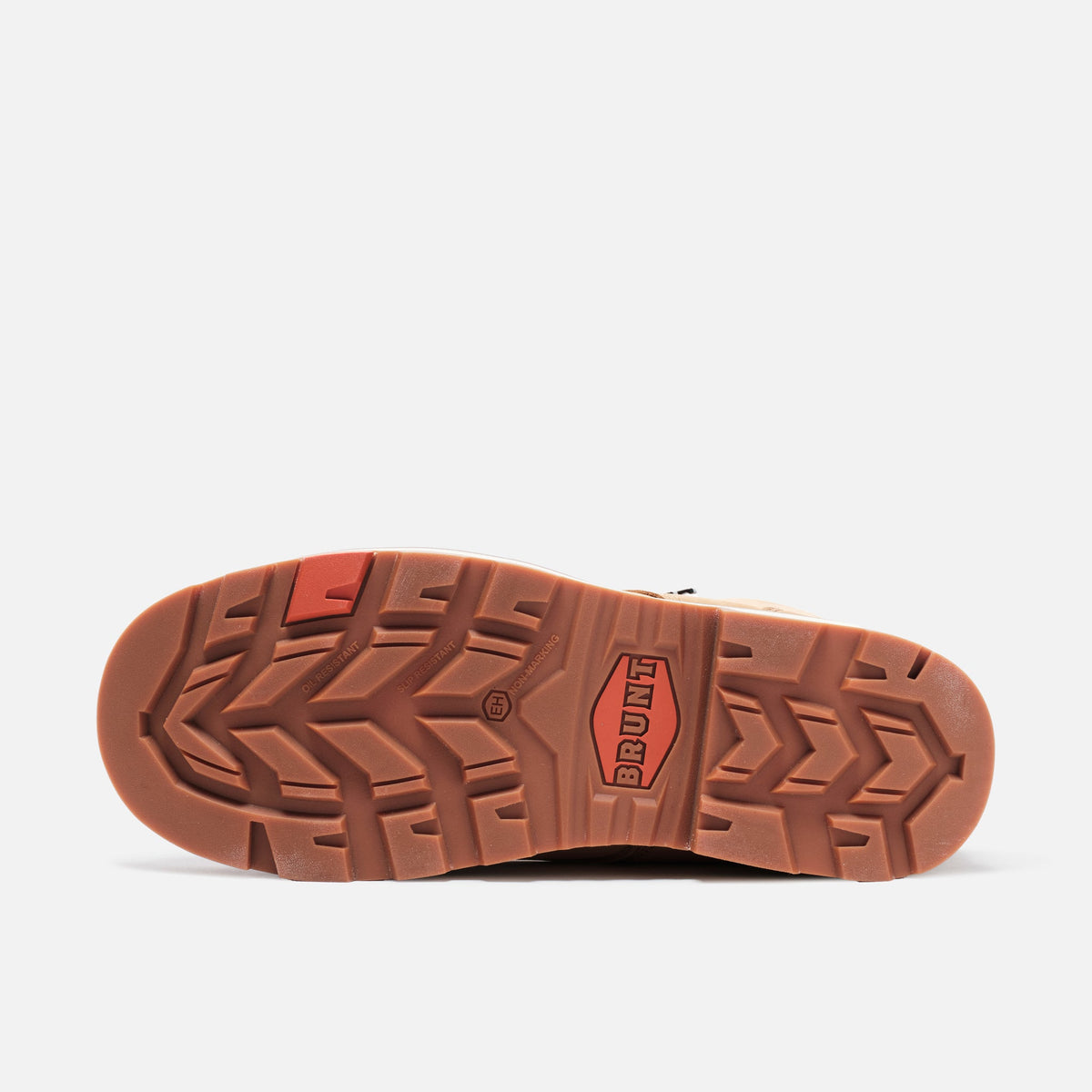 Bottom of the limited edition BRUNT 6 inch waterproof composite toe sullivan work boot in wheat