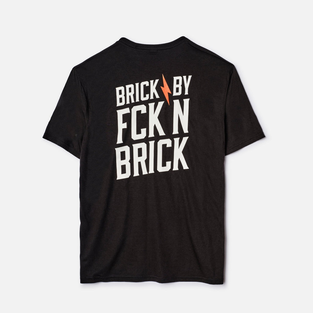 View 1 back of the BRUNT high quality t-shirt in black with brick x brick graphic on back * 0