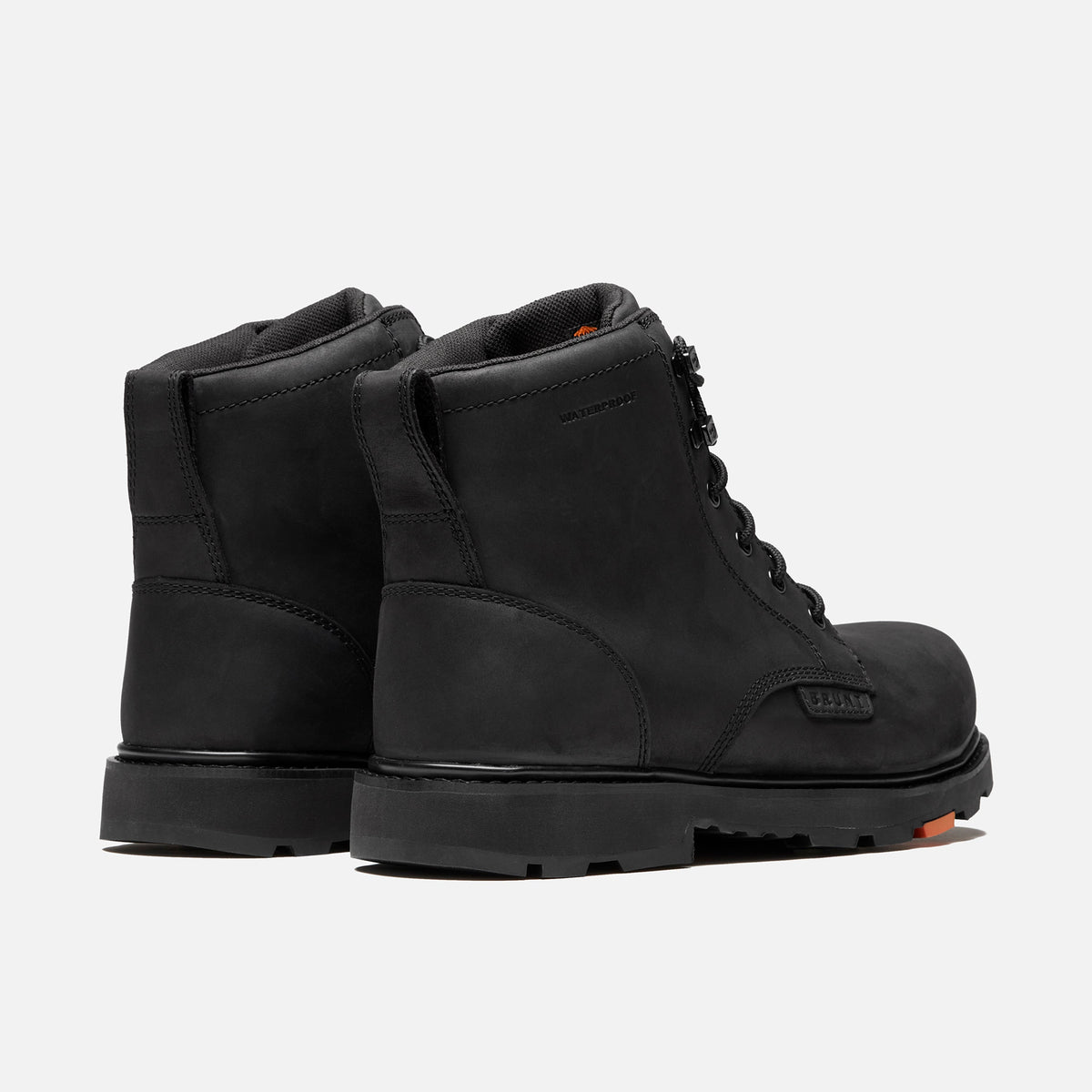 45 degree angle of the back BRUNT 6 inch waterproof sullivan work boot in all-black
