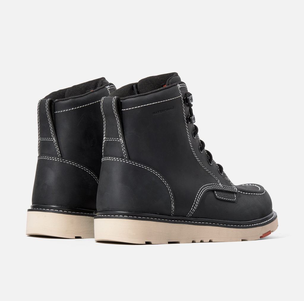 45 degree angle of the back BRUNT 6 inch waterproof moc toe marin work boot in black * 1