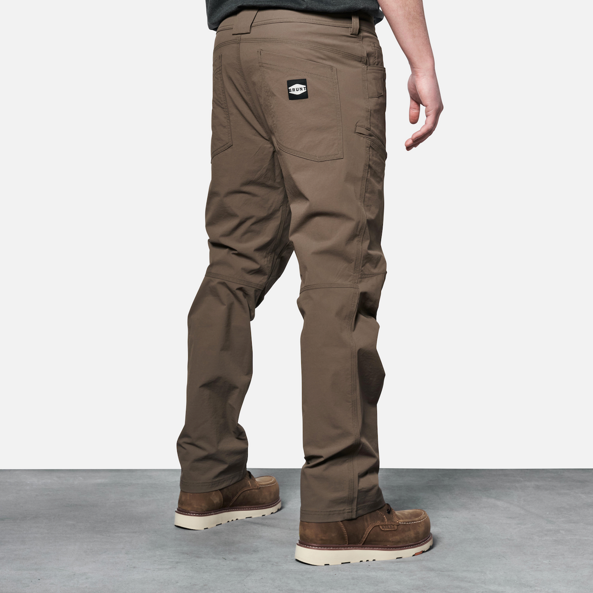 45 degree angle of back right side of BRUNT water-resistant lightweight breathable costello work pant in brown * 2