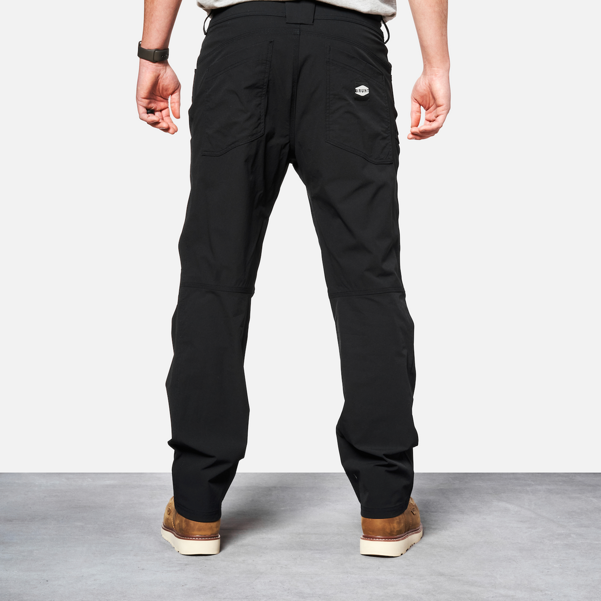 Back of BRUNT water-resistant lightweight breathable costello work pant in black * 3