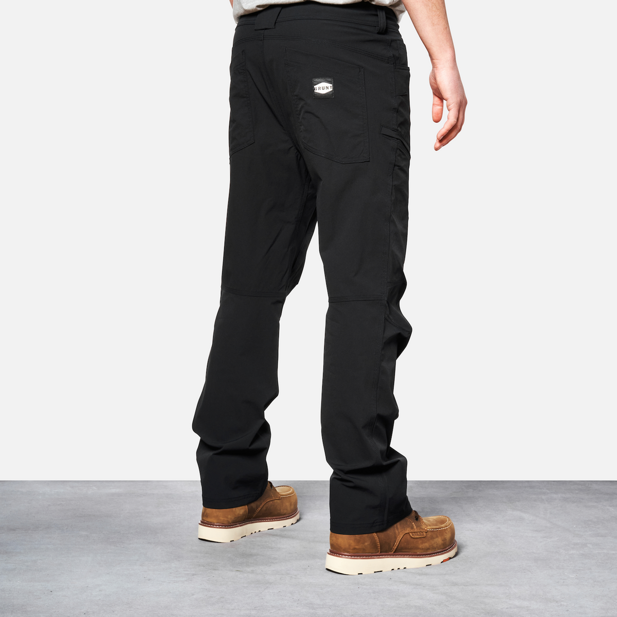 45 degree angle of back right side of BRUNT water-resistant lightweight breathable costello work pant in black * 3