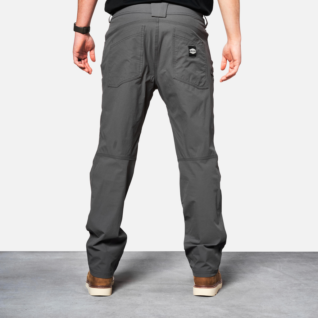 Back of BRUNT water-resistant lightweight breathable costello work pant in charcoal * 1