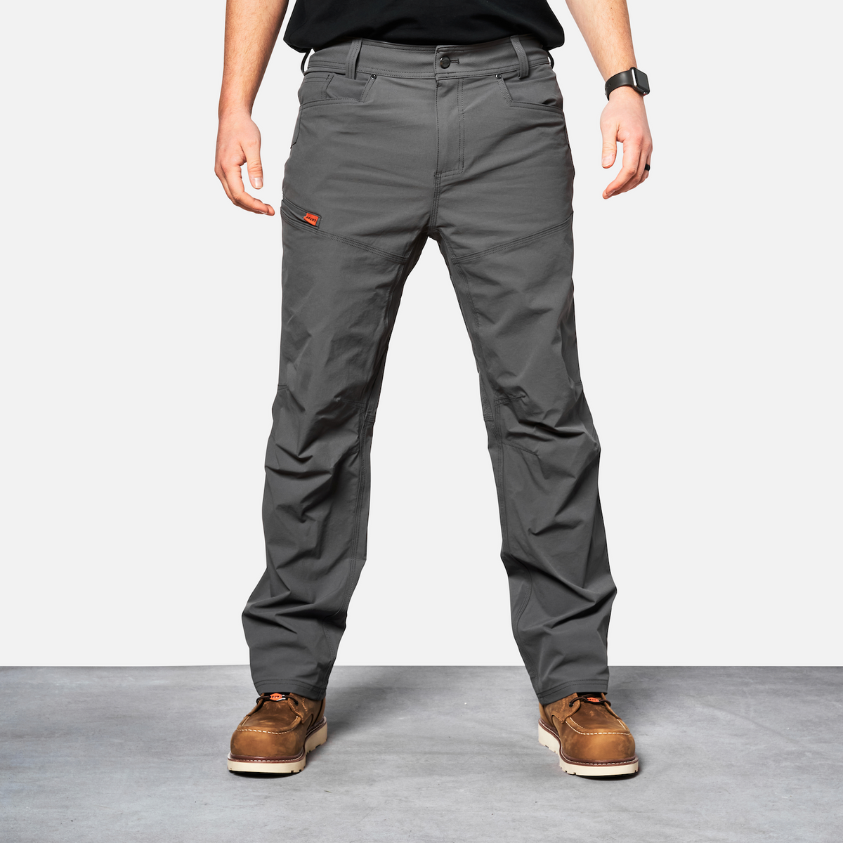 View 1 front of BRUNT water-resistant lightweight breathable costello work pant in charcoal * 1