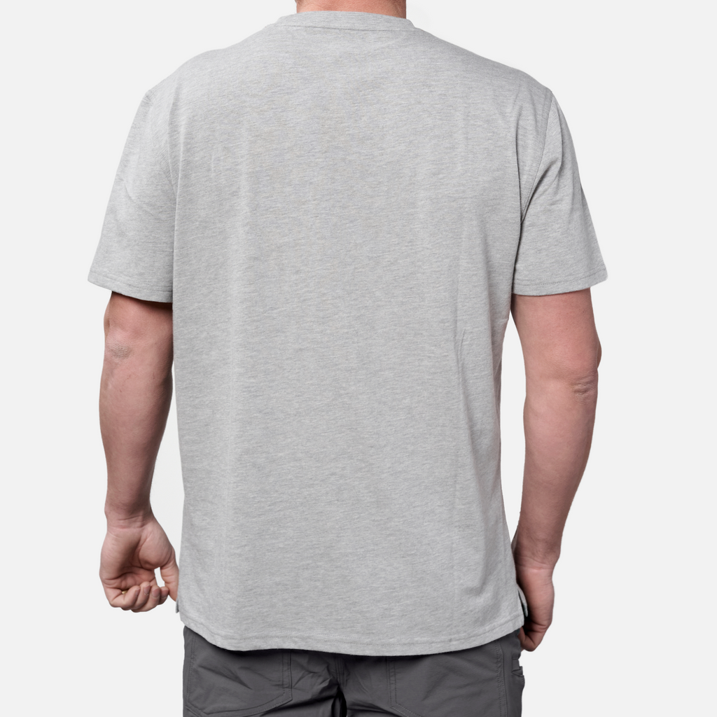 Back of the BRUNT high quality short sleeve pocket tee in light grey heather * 3