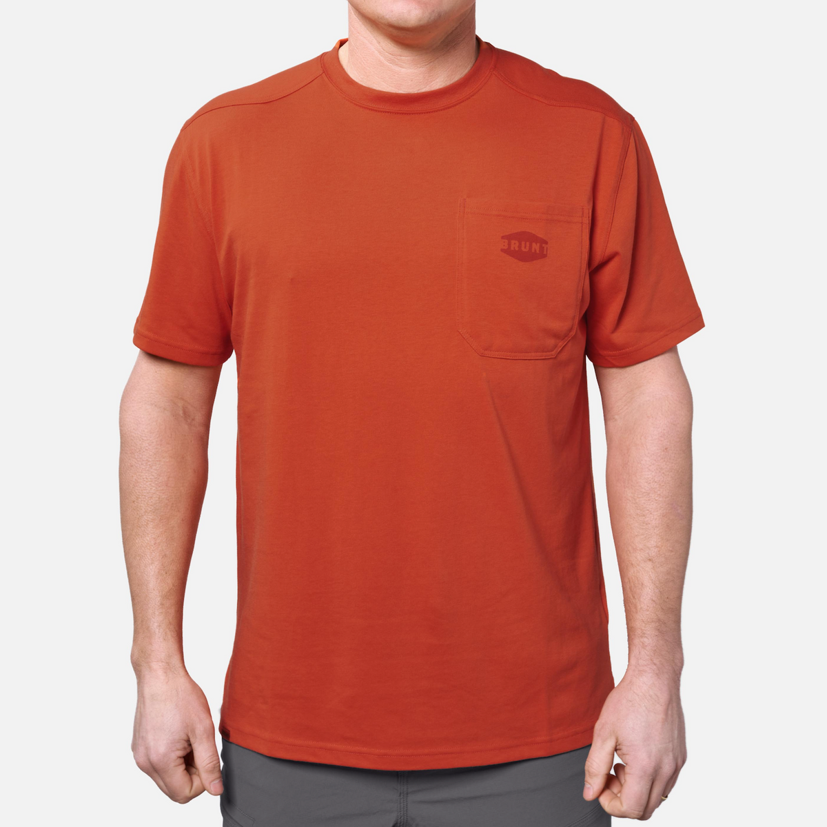 View 1 front of the BRUNT high quality short sleeve pocket tee in BRUNT orange * 1