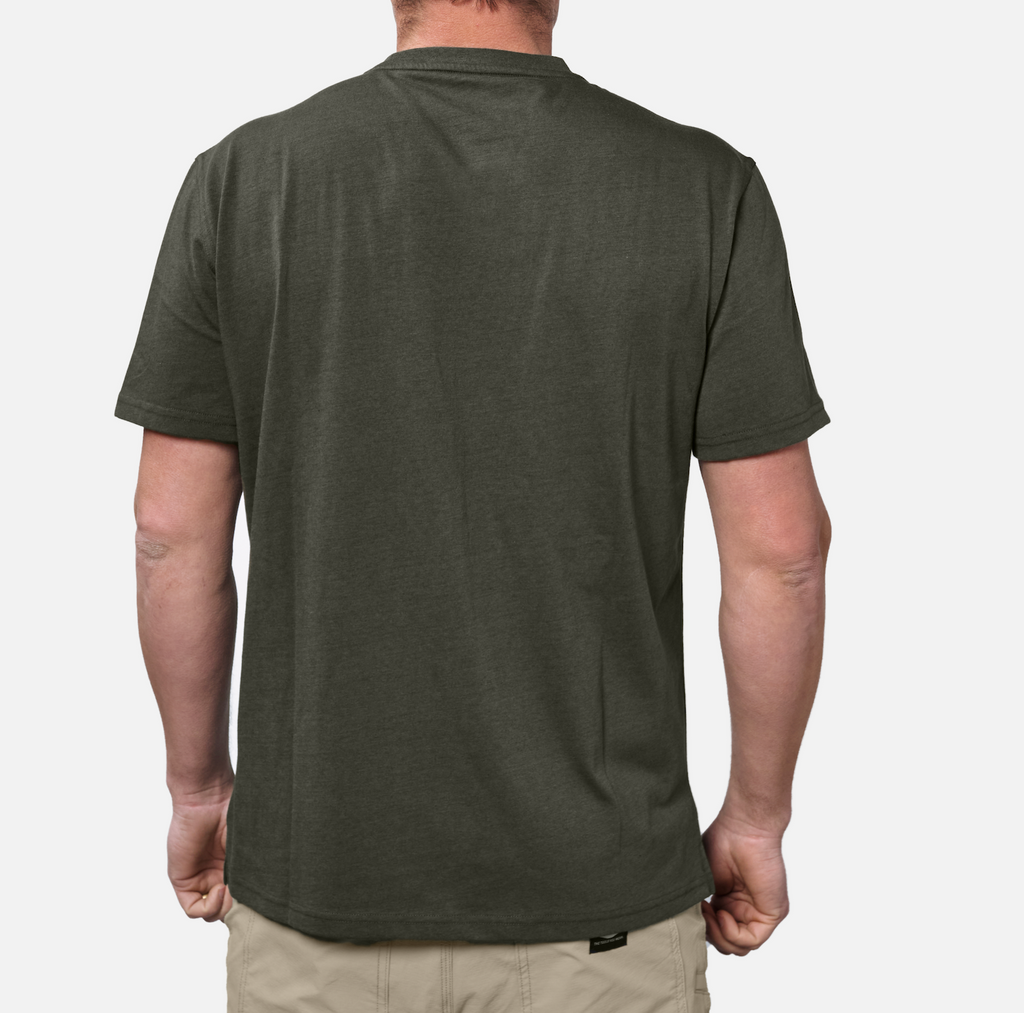 Back of the BRUNT high quality short sleeve pocket tee in army green * 8