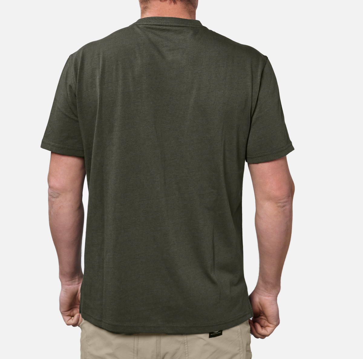 Back of the BRUNT high quality short sleeve pocket tee in army green * 8