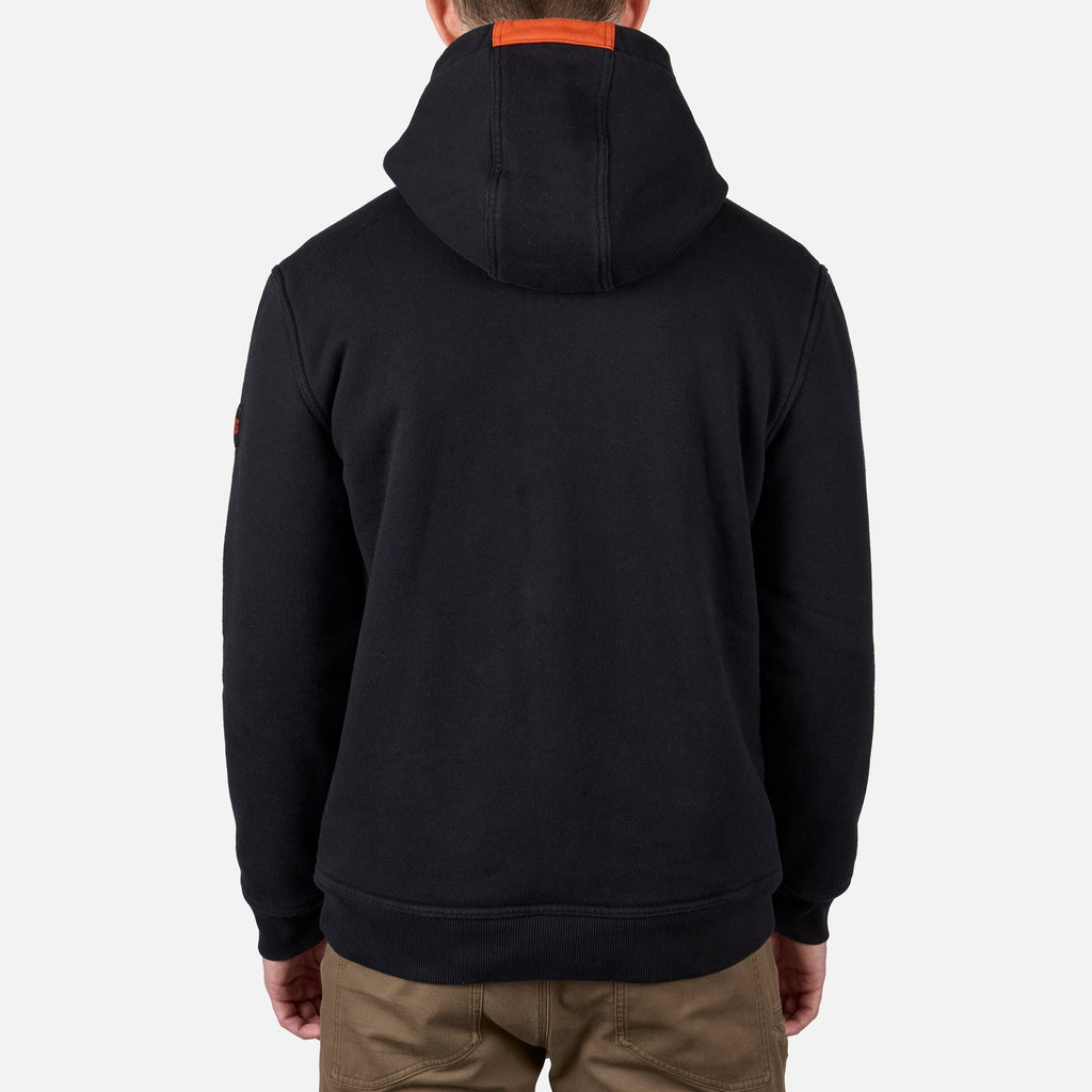 Back of the BRUNT heavyweight water-resistant workwear hoodie in black