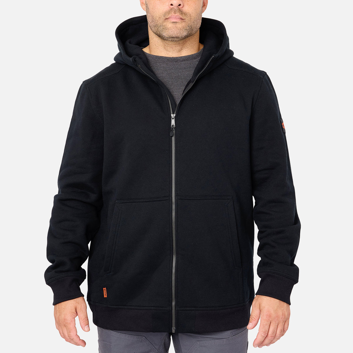 View 1 front of the BRUNT water resistant full zip shevlin work hoodie in black * 2