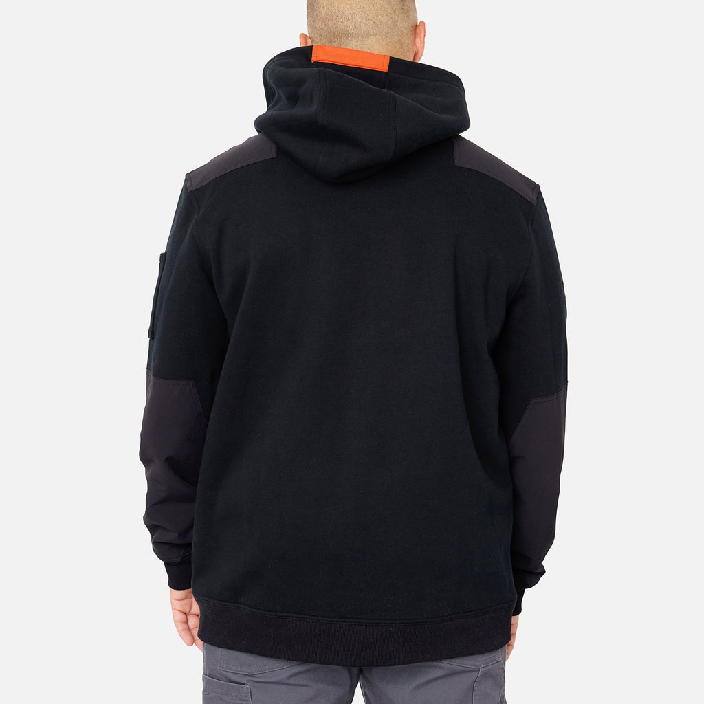 Back of the BRUNT water resistant heavy duty shevlin work hoodie in black * 1