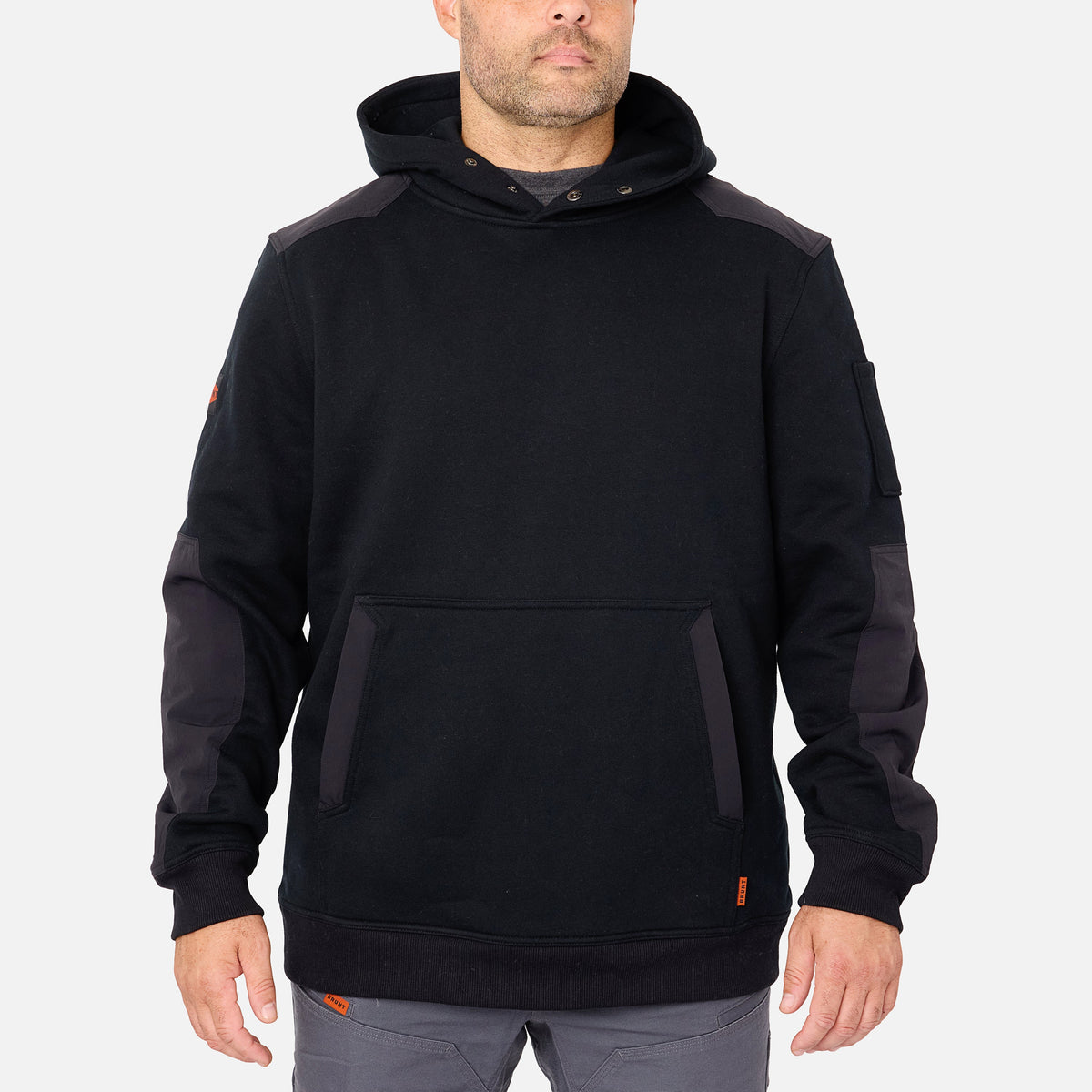 View 1 front of the BRUNT water resistant heavy duty shevlin work hoodie in black * 1