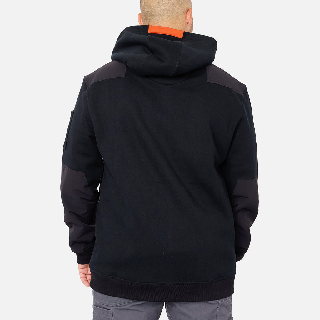 Back of the BRUNT water resistant heavy duty full zip shevlin work hoodie in black * 0