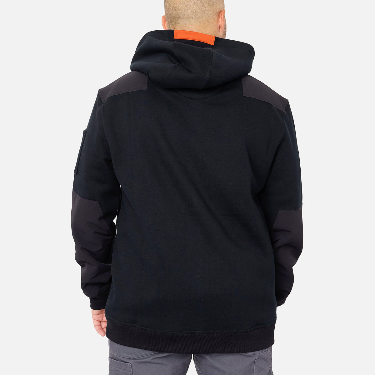 Back of the BRUNT water resistant heavy duty full zip shevlin work hoodie in black * 0