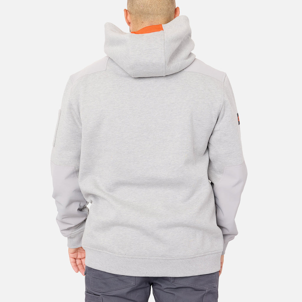 Back of the BRUNT water resistant heavy duty shevlin work hoodie in grey heather * 0