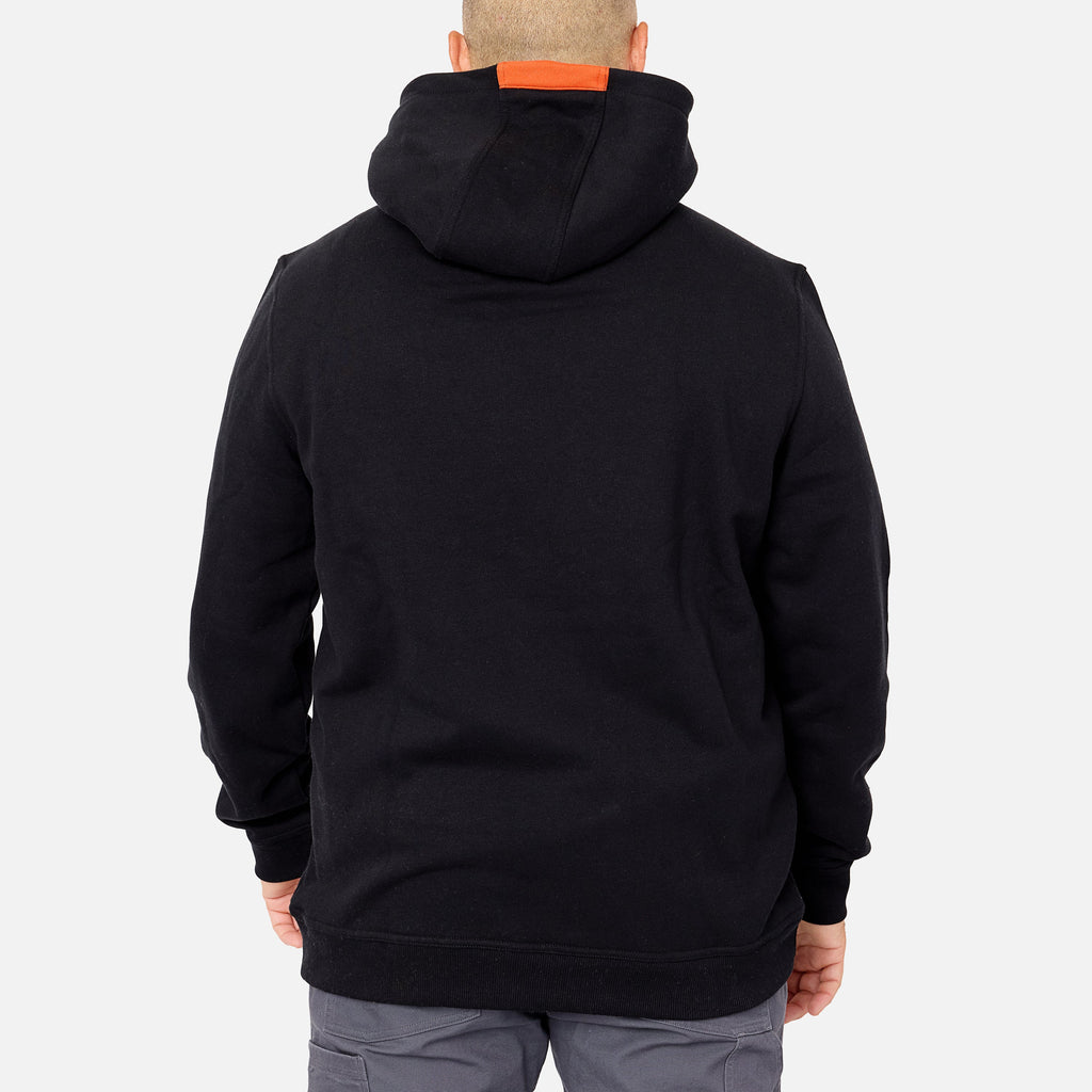 Back of the BRUNT water resistant shevlin work hoodie in black