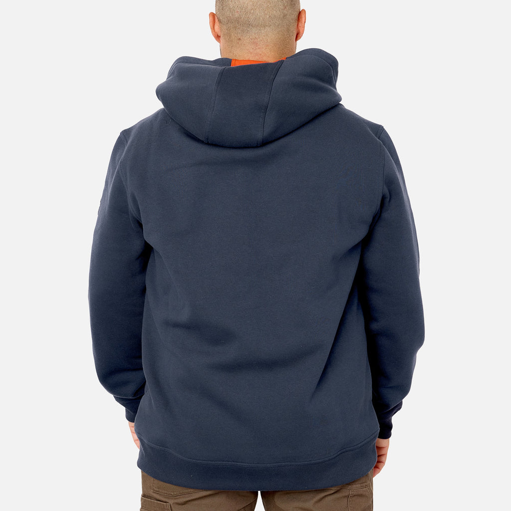 Back of the BRUNT water resistant full zip shevlin work hoodie in navy blue * 1