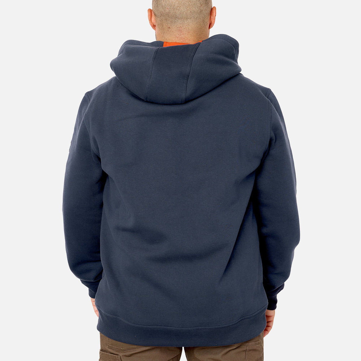 Back of the BRUNT water resistant full zip shevlin work hoodie in navy blue * 1