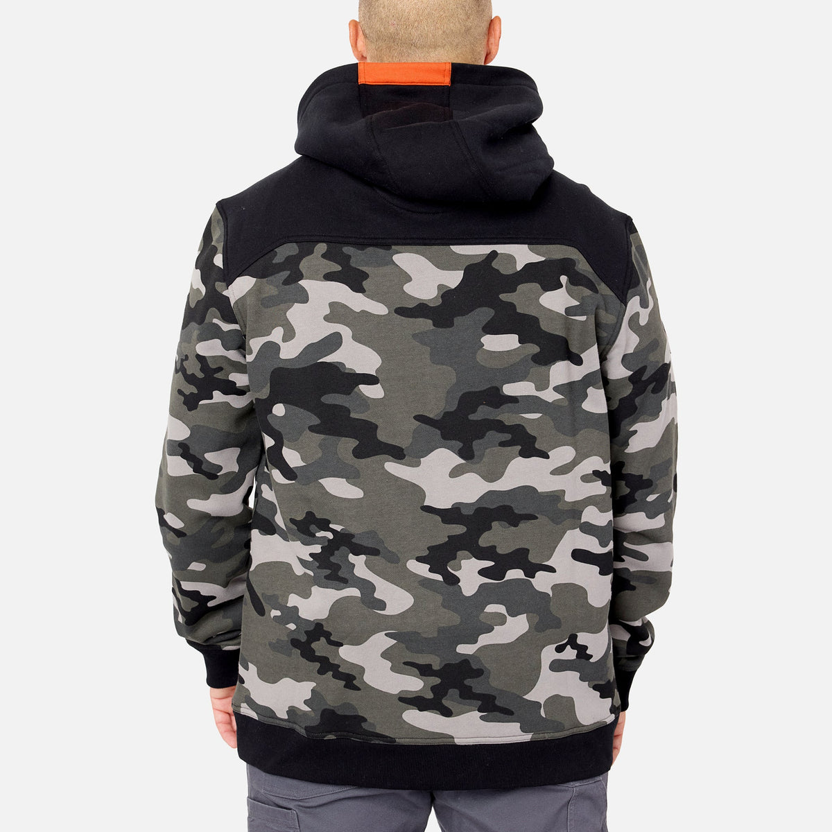 Back of the limited edition BRUNT water resistant shevlin work hoodie in black camo * 0