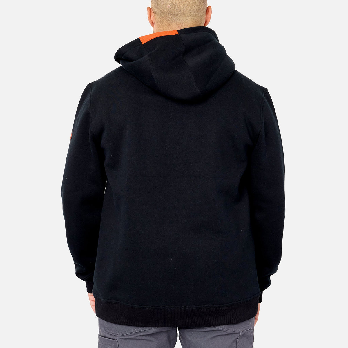 Back of the BRUNT water resistant shevlin work quarter zip hoodie in black