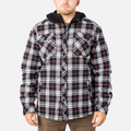 View 1 front of the BRUNT quilted flannel work jacket in black white plaid * 0