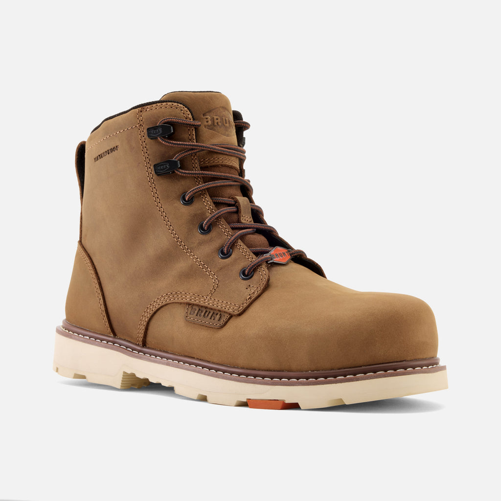 View 2 45 degree angle of the right BRUNT 6 inch waterproof composite toe sullivan work boot in brown * 0