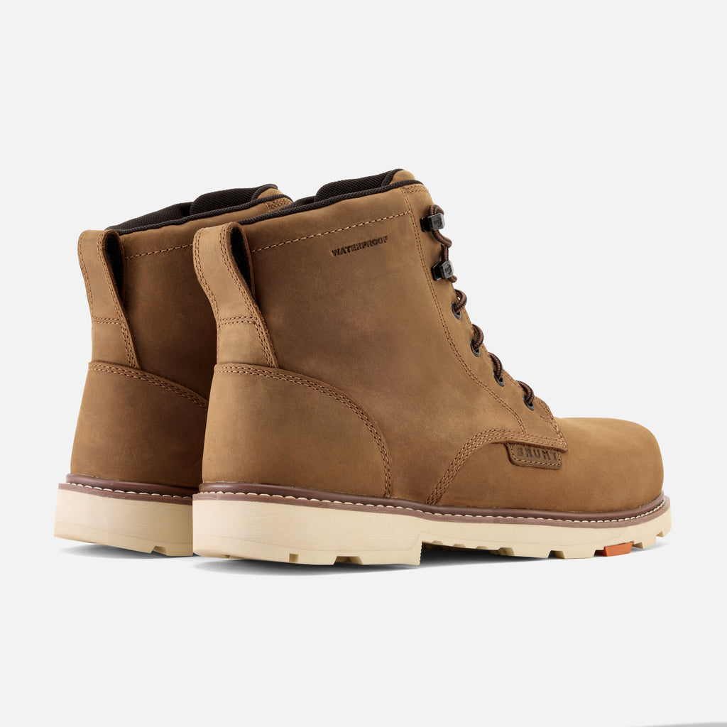 45 degree angle of the back BRUNT 6 inch waterproof round toe sullivan work boot in brown * 0
