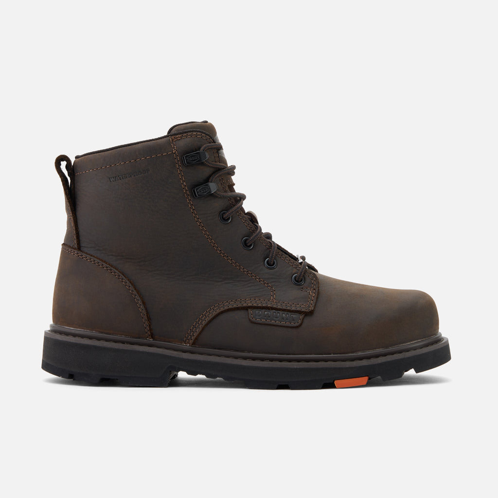 Right side of the BRUNT 6 inch waterproof sullivan work boot in dark brown